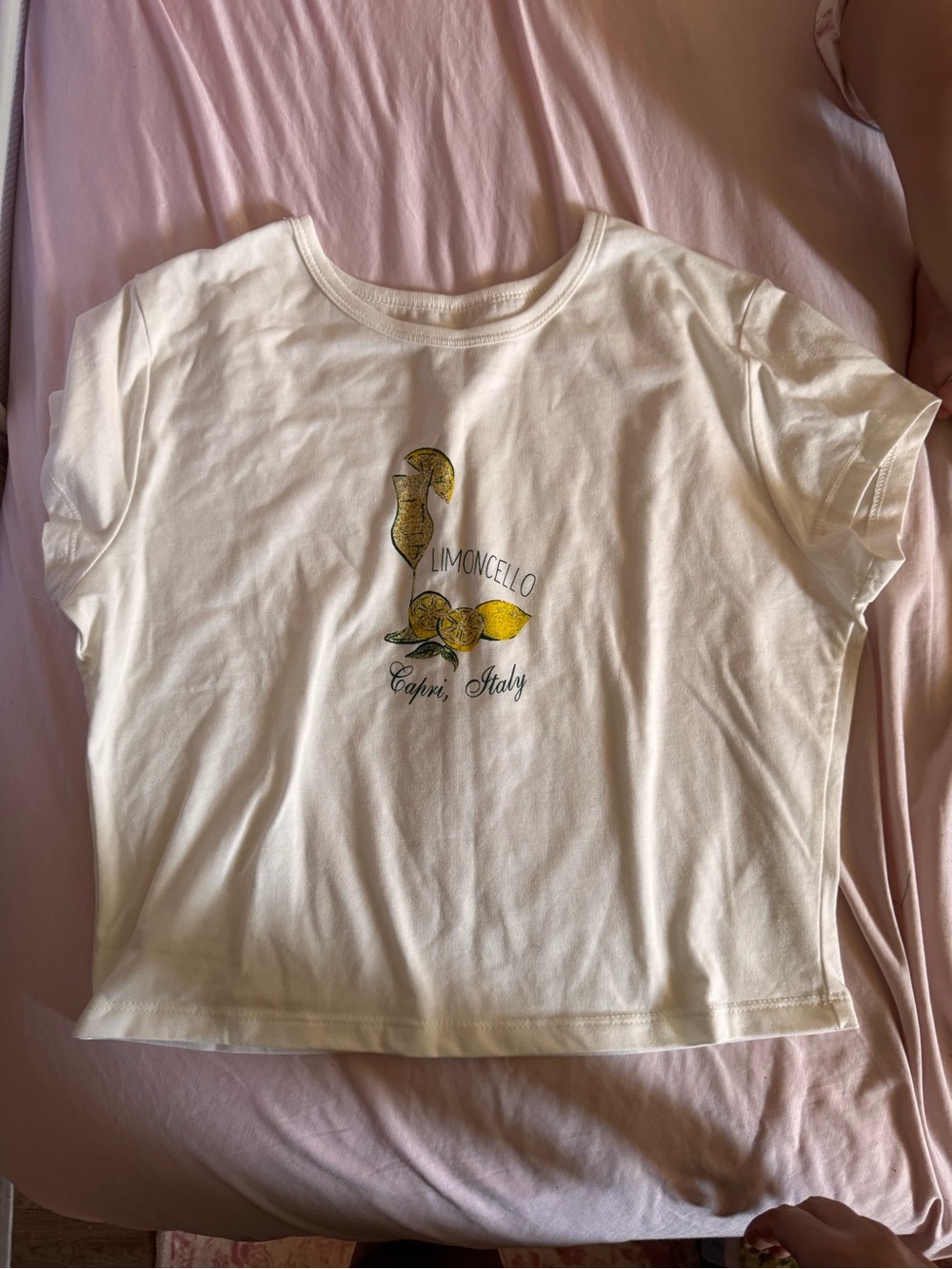 White 'Limoncello Capri, Italy' Graphic Cropped Tee